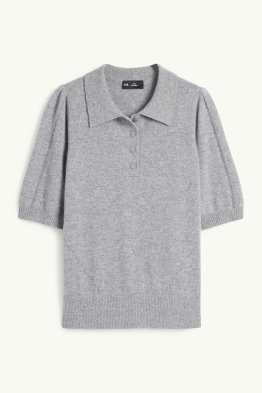 Kaschmir-Strickpullover - kurzarm