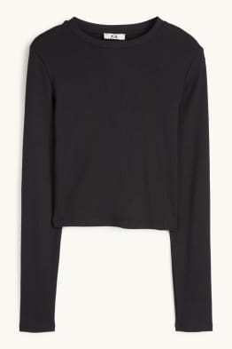 Crop Langarmshirt - gerippt