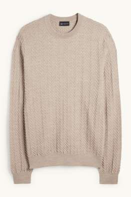 Sweter - mieszanka wełny - w fakturę