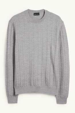 Sweter - mieszanka wełny - w fakturę