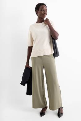 Jersey-Hose - High Waist - Wide Leg