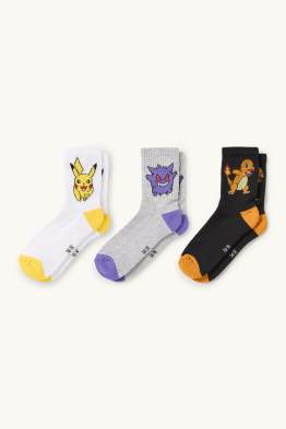 Lot de 3 paires - Pokémon - chaussettes de tennis à motif