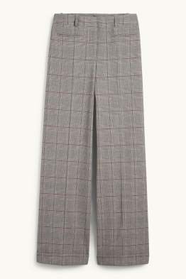 Business-Hose - High Waist - Relaxed Fit - kariert