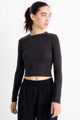 Crop Langarmshirt - gerippt
