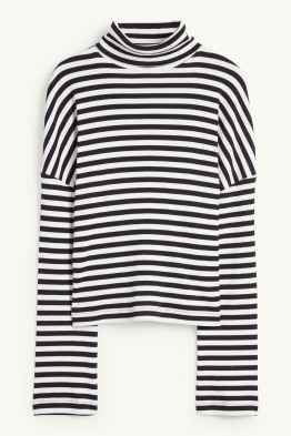 Shirt met rolkraagje - ribstof - met strepen