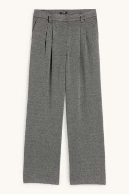 Jersey trousers - high waist - wide leg - textured