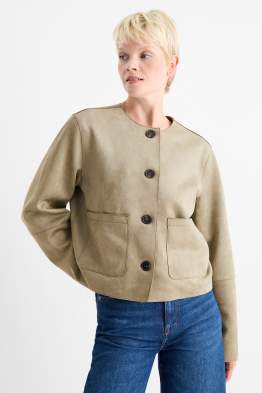 Jacke - Velourslederimitat