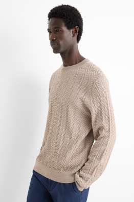 Sweter - mieszanka wełny - w fakturę