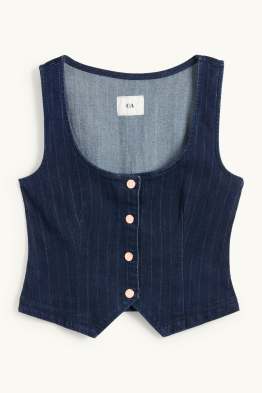 Jeans-Weste - tailliert - Nadelstreifen
