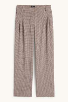 Cloth trousers - mid-rise waist - wide leg - check