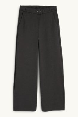 Jersey-Hose mit Gürtel - High Waist - Wide Leg