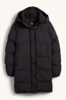 Mantel met stiksels en capuchon - waterafstotend