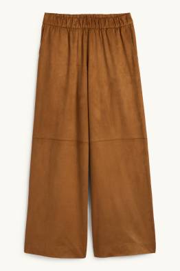 Hose - Mid Waist - Straight Fit - Velourslederimitat