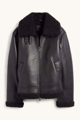 Faux Shearling Jacke - Lederimitat