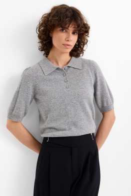 Kaschmir-Strickpullover - kurzarm