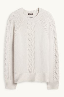 Kaschmir-Pullover - Zopfmuster