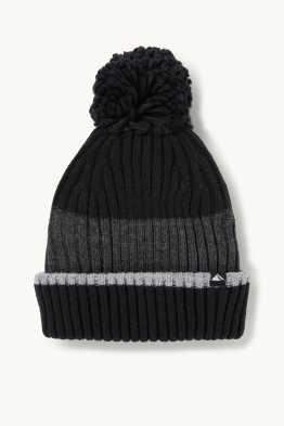 Lyžařská čepice s bambulí - žebrovaná