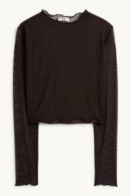 Crop Langarmshirt - Slim Fit - Mesh