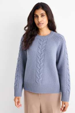 Kaschmir-Pullover - Zopfmuster