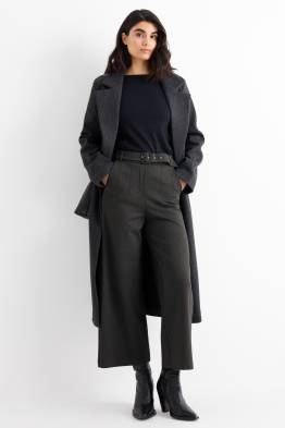 Jersey-Hose mit Gürtel - High Waist - Wide Leg