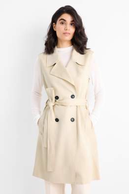 Lange Weste - Regular Fit - Velourslederimitat