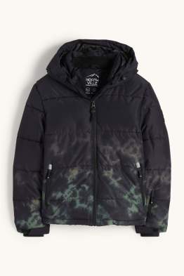 Lyžařská bunda s kapucí - z vodoodpudivého materiálu - se vzorem