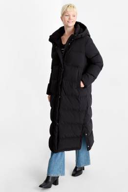 Mantel met stiksels en capuchon - waterafstotend