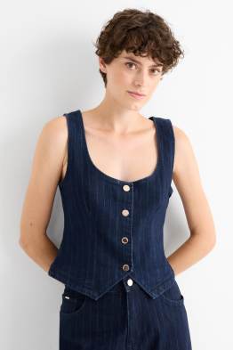Jeans-Weste - tailliert - Nadelstreifen