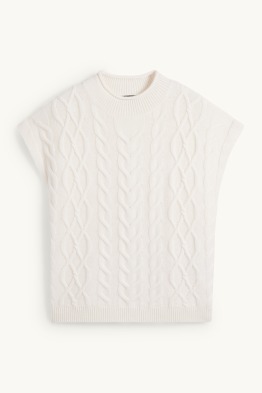 Strickpullover mit Kaschmir-Anteil - kurzarm - Woll-Mix