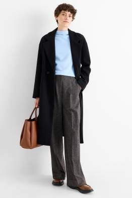 Stoffhose - High Waist - Wide Leg - strukturiert