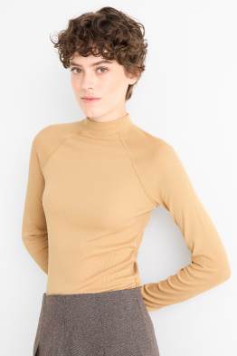 Langarmshirt - Slim Fit - gerippt