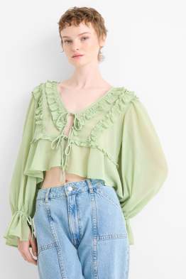 Crop Chiffon-Bluse