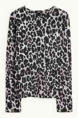 Long sleeve top - regular fit - leopard print