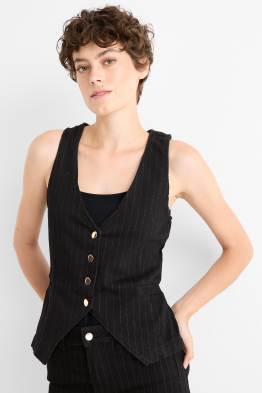 Jeans-Weste - tailliert - Nadelstreifen