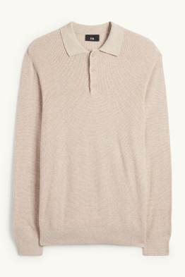 Polokošile s dlouhým rukávem - regular fit - z pleteného materiálu - strukturovaná