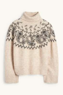 Rollkragenpullover - gemustert