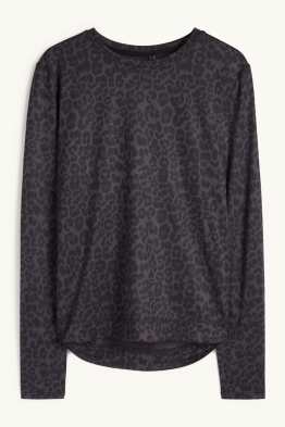 Sport-Langarmshirt - Relaxed Fit - Leo-Print