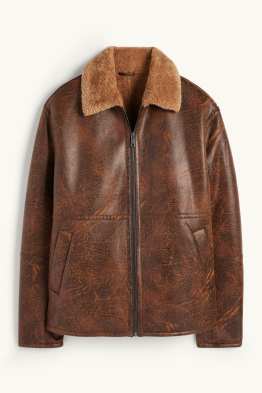 Faux shearling jacket - faux leather
