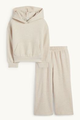 Set - Kapuzenpullover und Strick-Hose - gerippt - 2 teilig