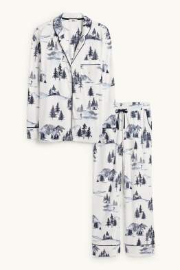 Fleece-Pyjama - gemustert