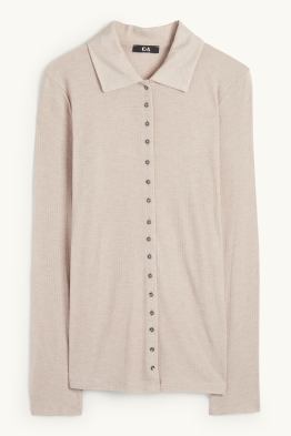 Langarm-Poloshirt - Regular Fit - gerippt