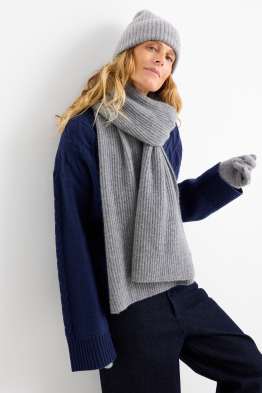 Cashmere scarf - ribbed