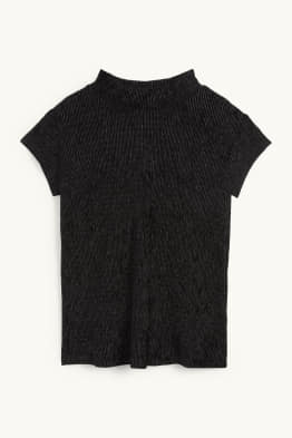 Samt-T-Shirt - Regular Fit - strukturiert