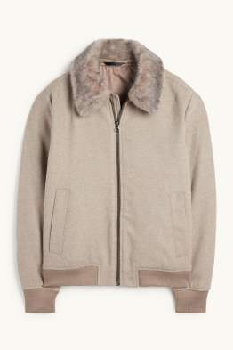 Jacket with faux fur trim