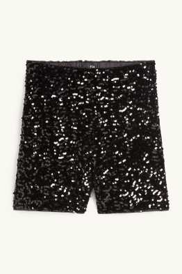 Szorty z cekinami - wysoki stan