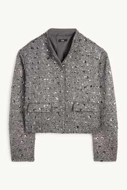 Bouclé-Blazer - Regular Fit - Glanz-Effekt