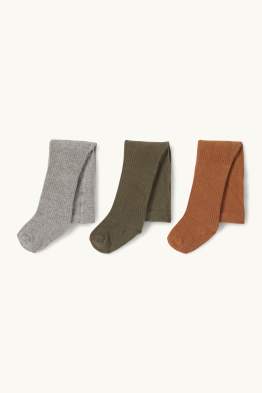 Wielopak, 3 pary - rajstopy niemowlęce - prążkowane