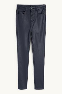 Stoffhose - High Waist - Skinny Fit - Lederimitat