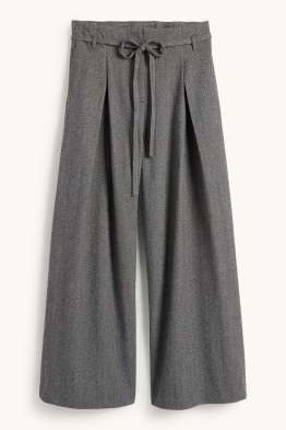 Cloth trousers - high waist - wide leg - patterned