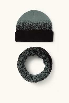 Ensemble - bonnet et tour de cou - 2 pièces - finition à motif